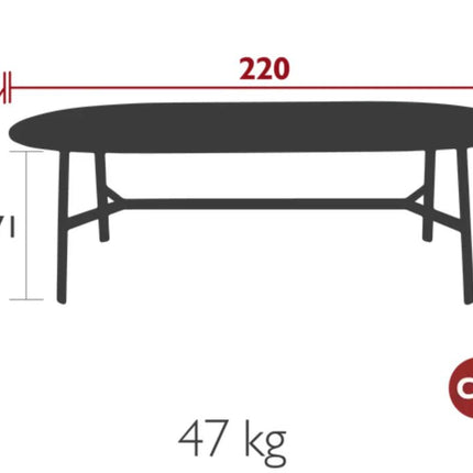 SO'O Oval 220 x 95 Oak Table 8 Seater - hospitality