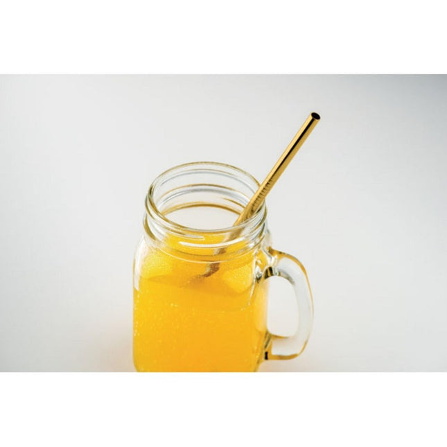 Stainless steel gold straw in pouch pack of 100 - hospitality