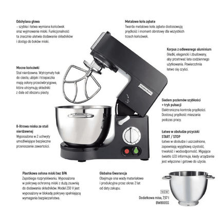 Stand Mixer - 8 Quart, 350x430x(H)400mm - hospitality