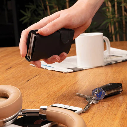 Standard aluminium RFID cardholder with PU wallet - hospitality