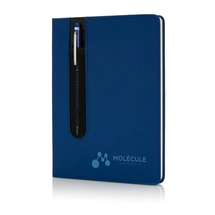 Standard hardcover PU A5 notebook with stylus pen - hospitality