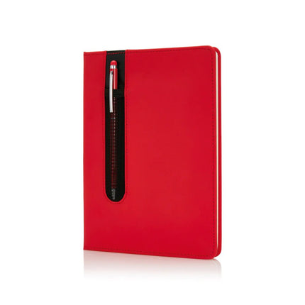 Standard hardcover PU A5 notebook with stylus pen - hospitality