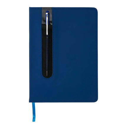 Standard hardcover PU A5 notebook with stylus pen - hospitality