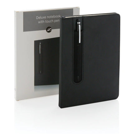 Standard hardcover PU A5 notebook with stylus pen - hospitality