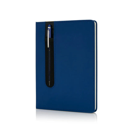 Standard hardcover PU A5 notebook with stylus pen - hospitality