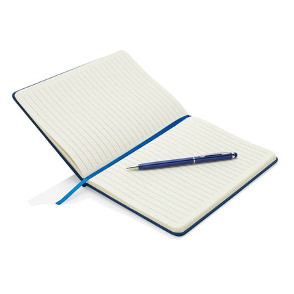 Standard hardcover PU A5 notebook with stylus pen - hospitality