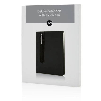 Standard hardcover PU A5 notebook with stylus pen - hospitality