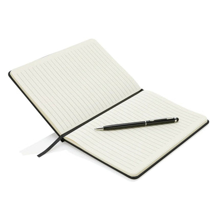 Standard hardcover PU A5 notebook with stylus pen - hospitality