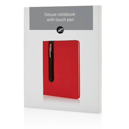 Standard hardcover PU A5 notebook with stylus pen - hospitality