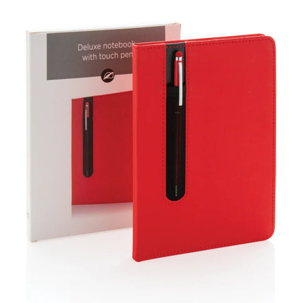 Standard hardcover PU A5 notebook with stylus pen - hospitality