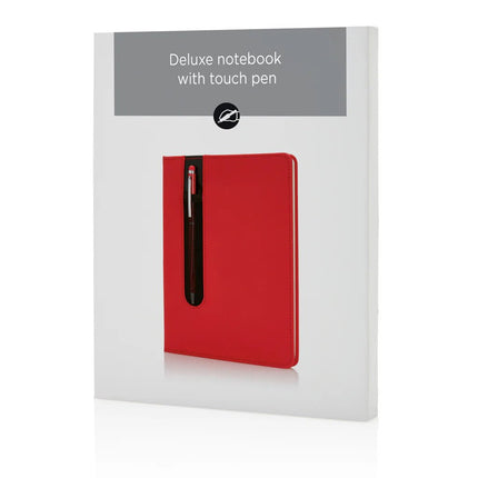 Standard hardcover PU A5 notebook with stylus pen - hospitality