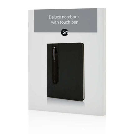Standard hardcover PU A5 notebook with stylus pen - hospitality