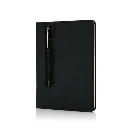 Standard hardcover PU A5 notebook with stylus pen - hospitality