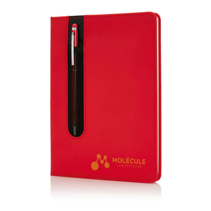 Standard hardcover PU A5 notebook with stylus pen - hospitality