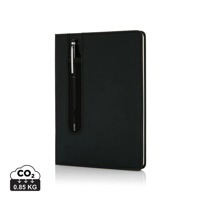 Standard hardcover PU A5 notebook with stylus pen - hospitality