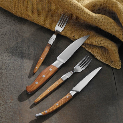 Steak fork 210mm, set of 6 in giftbox, ROSE WOOD - hospitality