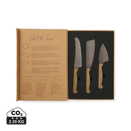 Story Of Cheese Collection In Acacia Wood Box With Stainless Steel Cheese Knives - hospitality