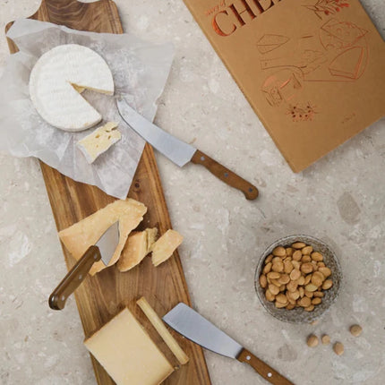 Story Of Cheese Collection In Acacia Wood Box With Stainless Steel Cheese Knives - hospitality