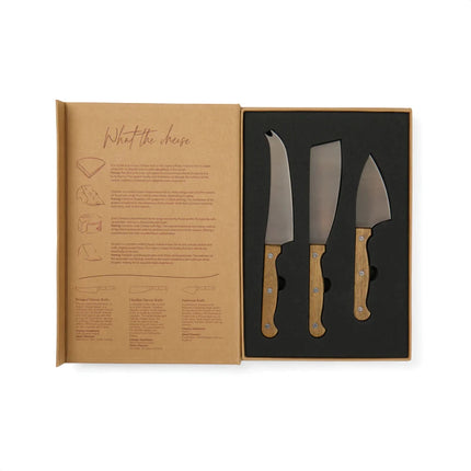 Story Of Cheese Collection In Acacia Wood Box With Stainless Steel Cheese Knives - hospitality