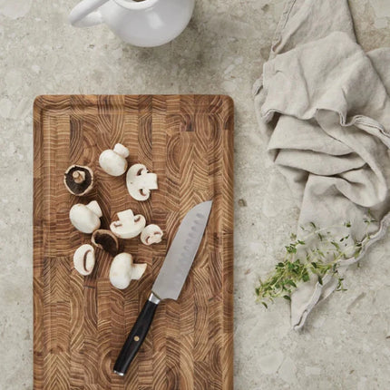 Tara Collection Santoku Knife In RCS Certified Recycled Stainless Steel With Scalloped Blade Edges - hospitality
