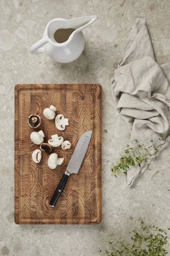 Tara Collection Santoku Knife In RCS Certified Recycled Stainless Steel With Scalloped Blade Edges - hospitality