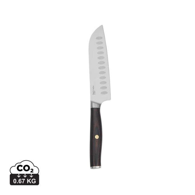 Tara Collection Santoku Knife In RCS Certified Recycled Stainless Steel With Scalloped Blade Edges - hospitality