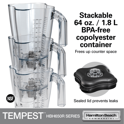 Tempest High-Performance Blender HBH650R-CE, 178X203X(H)457mm - hospitality