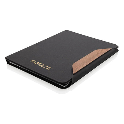Teri AWARE™ RPET and walnut A4 portfolio - hospitality