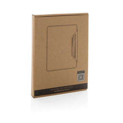 Teri AWARE™ RPET and walnut A5 portfolio - hospitality