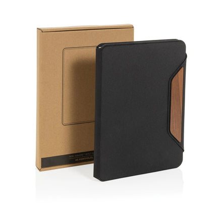 Teri AWARE™ RPET and walnut A5 portfolio - hospitality