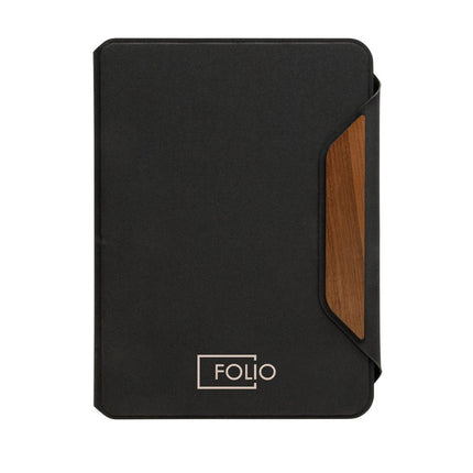 Teri AWARE™ RPET and walnut A5 portfolio - hospitality