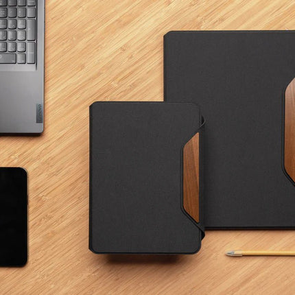 Teri AWARE™ RPET and walnut A5 portfolio - hospitality