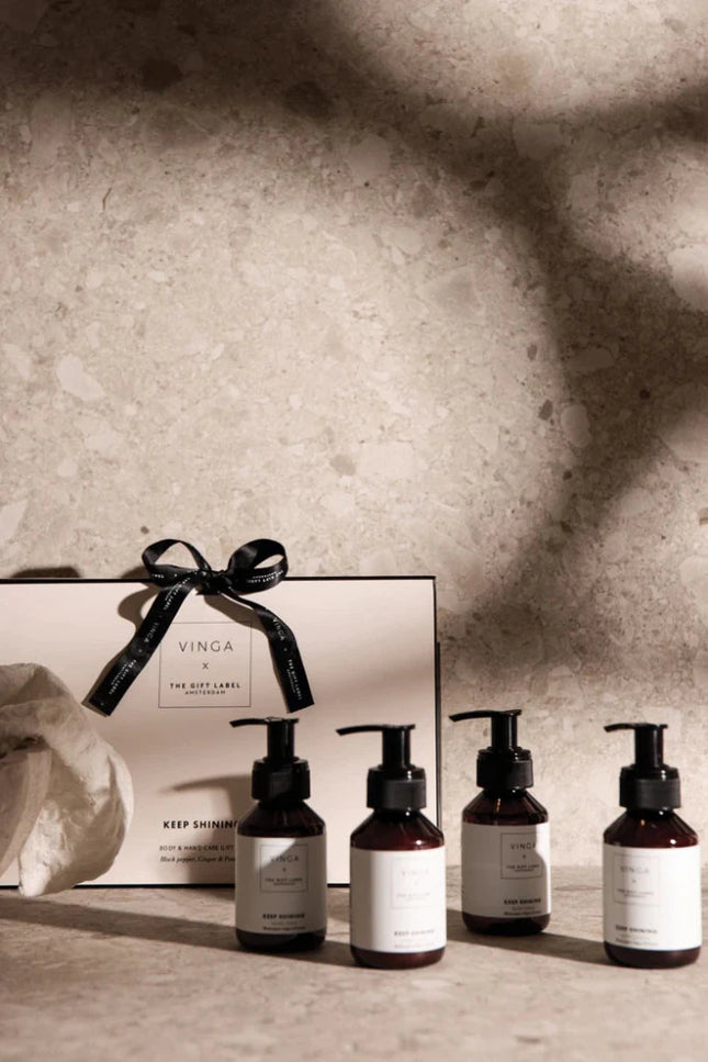TGL Atelier Collection Hand And Body Care Gift Set In Glass Bottles With Black Pepper Ginger Pomelo Aroma - hospitality
