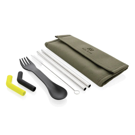 Tierra 2pcs straw and cutlery set in pouch - hospitality
