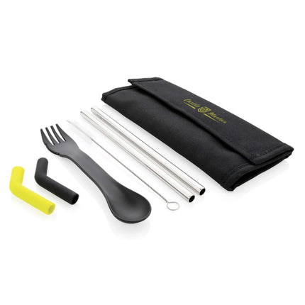 Tierra 2pcs straw and cutlery set in pouch - hospitality