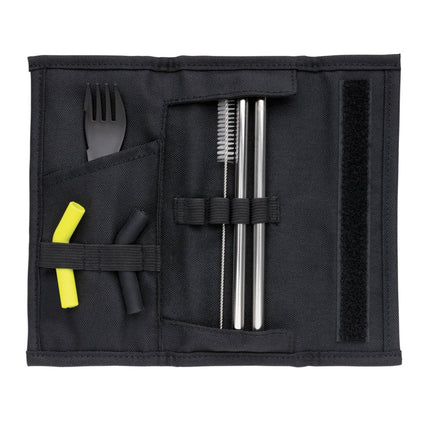 Tierra 2pcs straw and cutlery set in pouch - hospitality