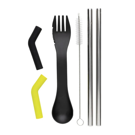 Tierra 2pcs straw and cutlery set in pouch - hospitality