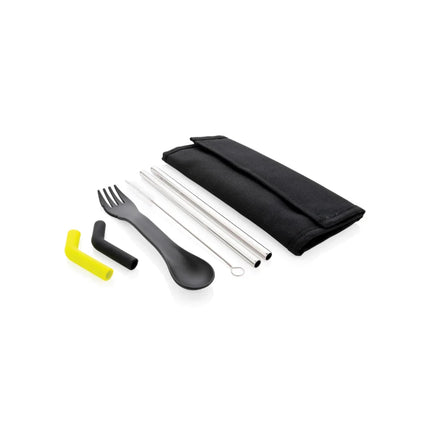 Tierra 2pcs straw and cutlery set in pouch - hospitality