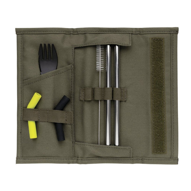 Tierra 2pcs straw and cutlery set in pouch - hospitality