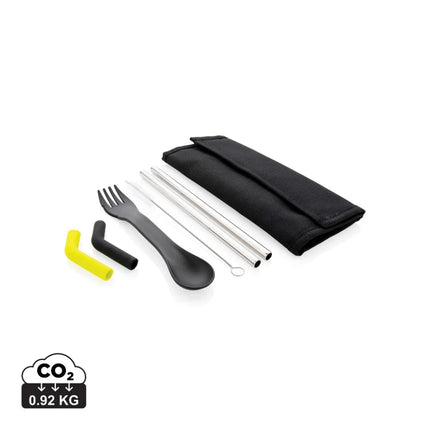 Tierra 2pcs straw and cutlery set in pouch - hospitality
