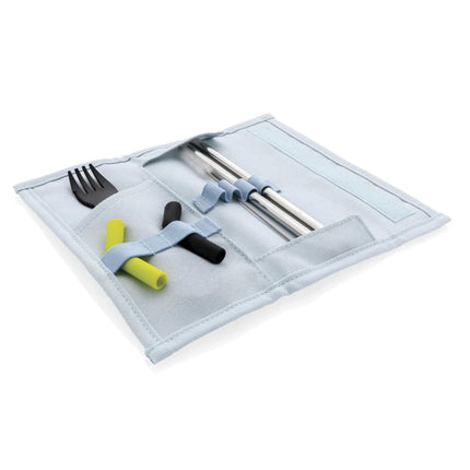 Tierra 2pcs straw and cutlery set in pouch - hospitality