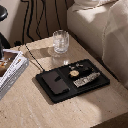 Timo RCS Desk Tray And Wireless Charger In Premium Brass - hospitality