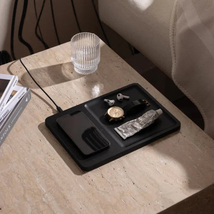 Timo RCS Desk Tray And Wireless Charger In Premium Brass - hospitality