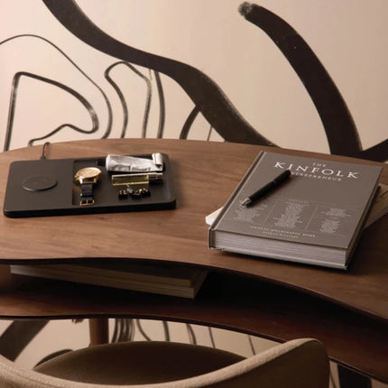 Timo RCS Desk Tray And Wireless Charger In Premium Brass - hospitality