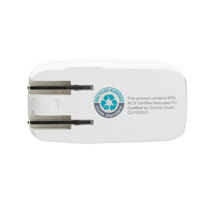 TravelCharge Pro RCS rplastic travel charger with USB C - hospitality