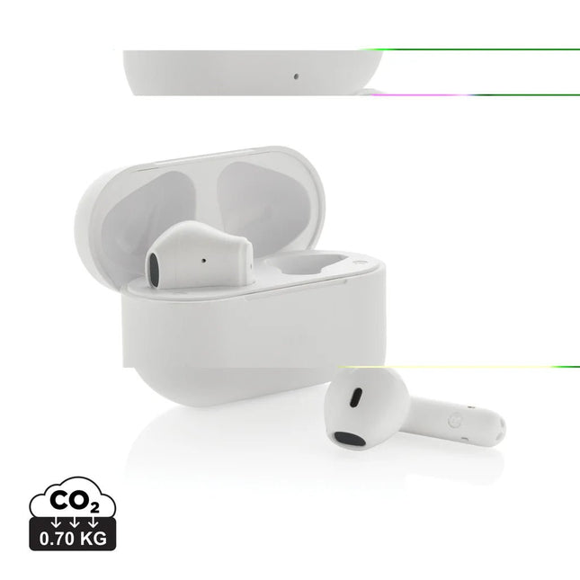 Tunevo RCS recycled plastic wireless earbuds - hospitality