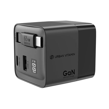 Urban Vitamin Mendocino 65W GaN charger retractable cable - hospitality