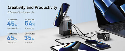 Urban Vitamin Sacramento 105W GAN charger+retractable cables - hospitality