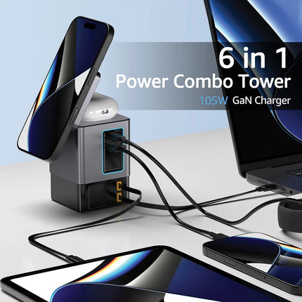 Urban Vitamin Sacramento 105W GAN charger+retractable cables - hospitality