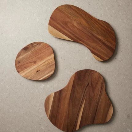 Veia Collection Small Serving Board S Handcrafted FSC Acacia Wood With Organic Shape Edges - hospitality